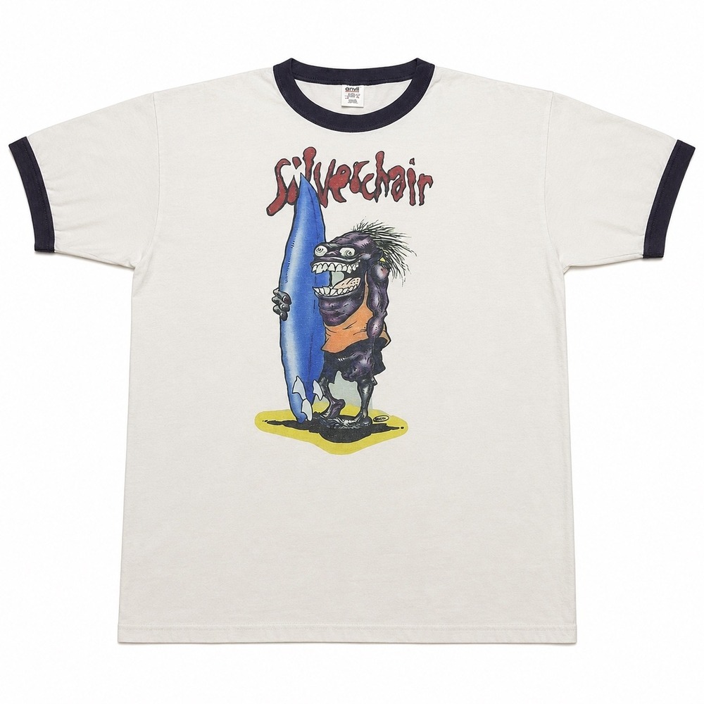 Vintage Silverchair Australian Tour Ringer T-Shirt Anvil XL White Navy Surf Tee